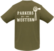 Load image into Gallery viewer, Parkers Western Army Green Logo T-Shirt