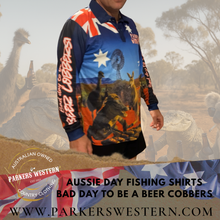 Load image into Gallery viewer, Fishing Shirt Bad Day To Be A Beer Cobbers Footy Shorts
