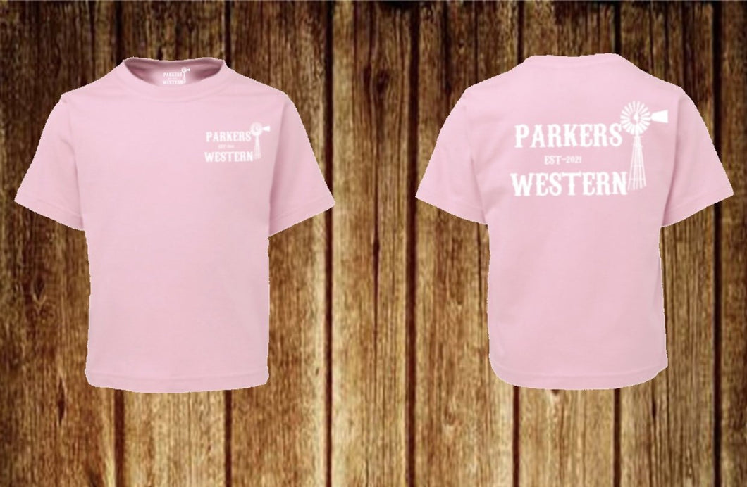 Kids Parkers Western Pink Logo T-Shirt